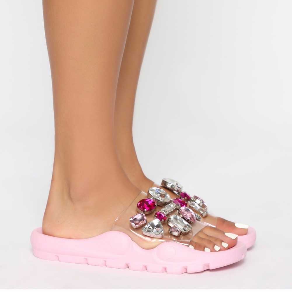 New Slippers flats sandals with gemstones